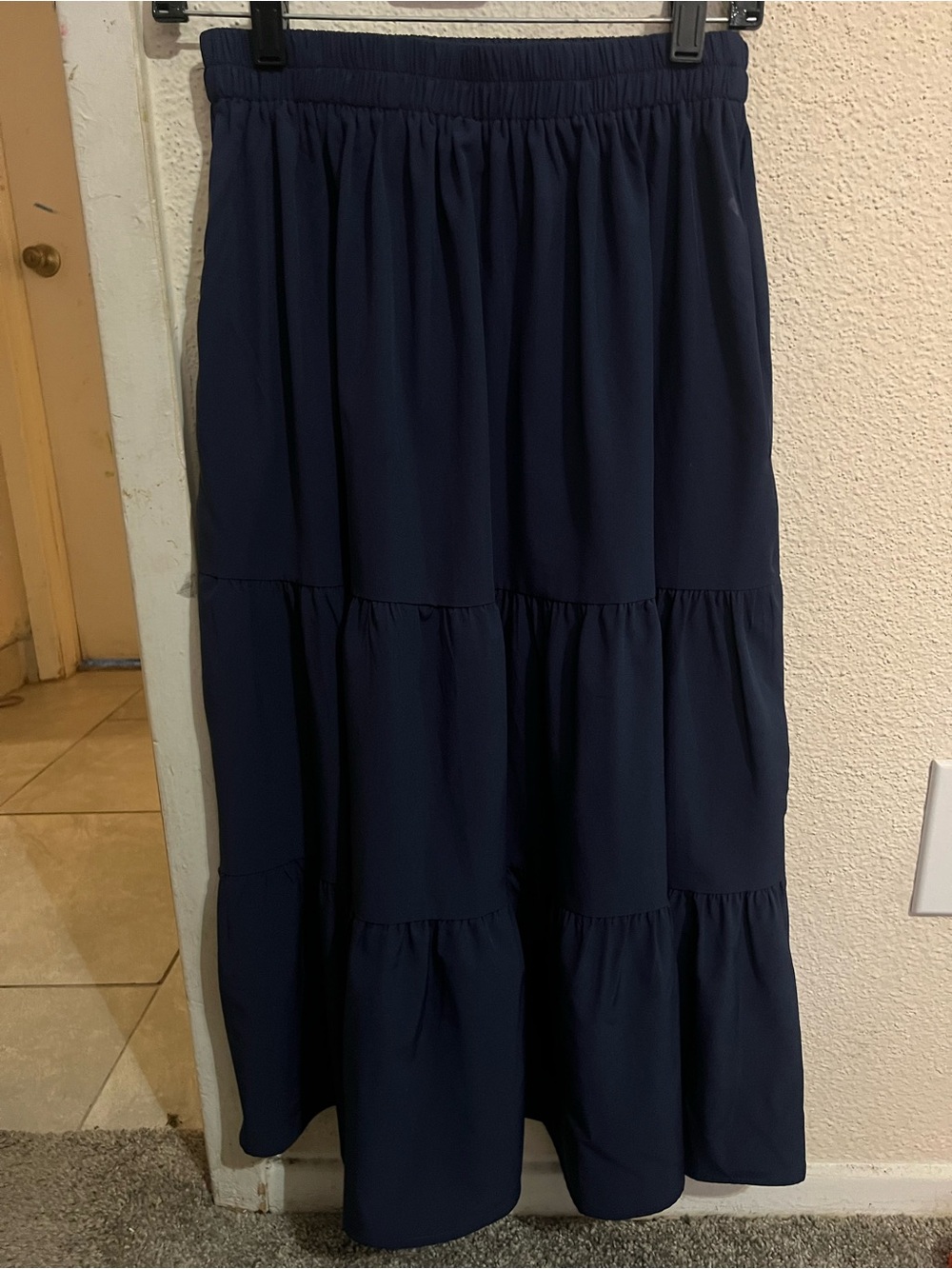 SHEIN Navy Tiered Maxi Skirt
